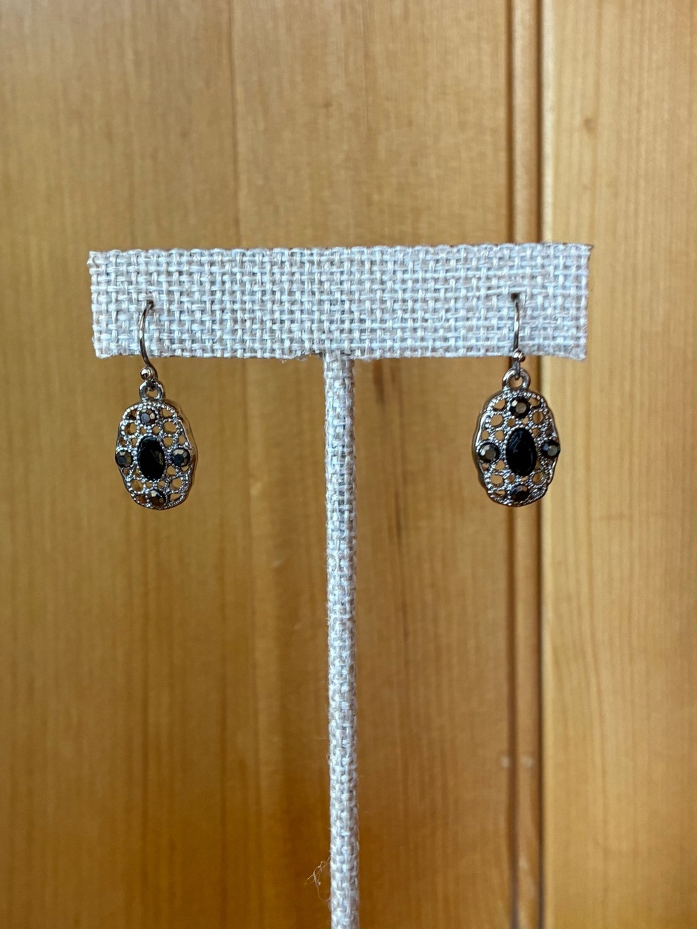 Sterling Silver Black Onyx Filigree Drop Earrings